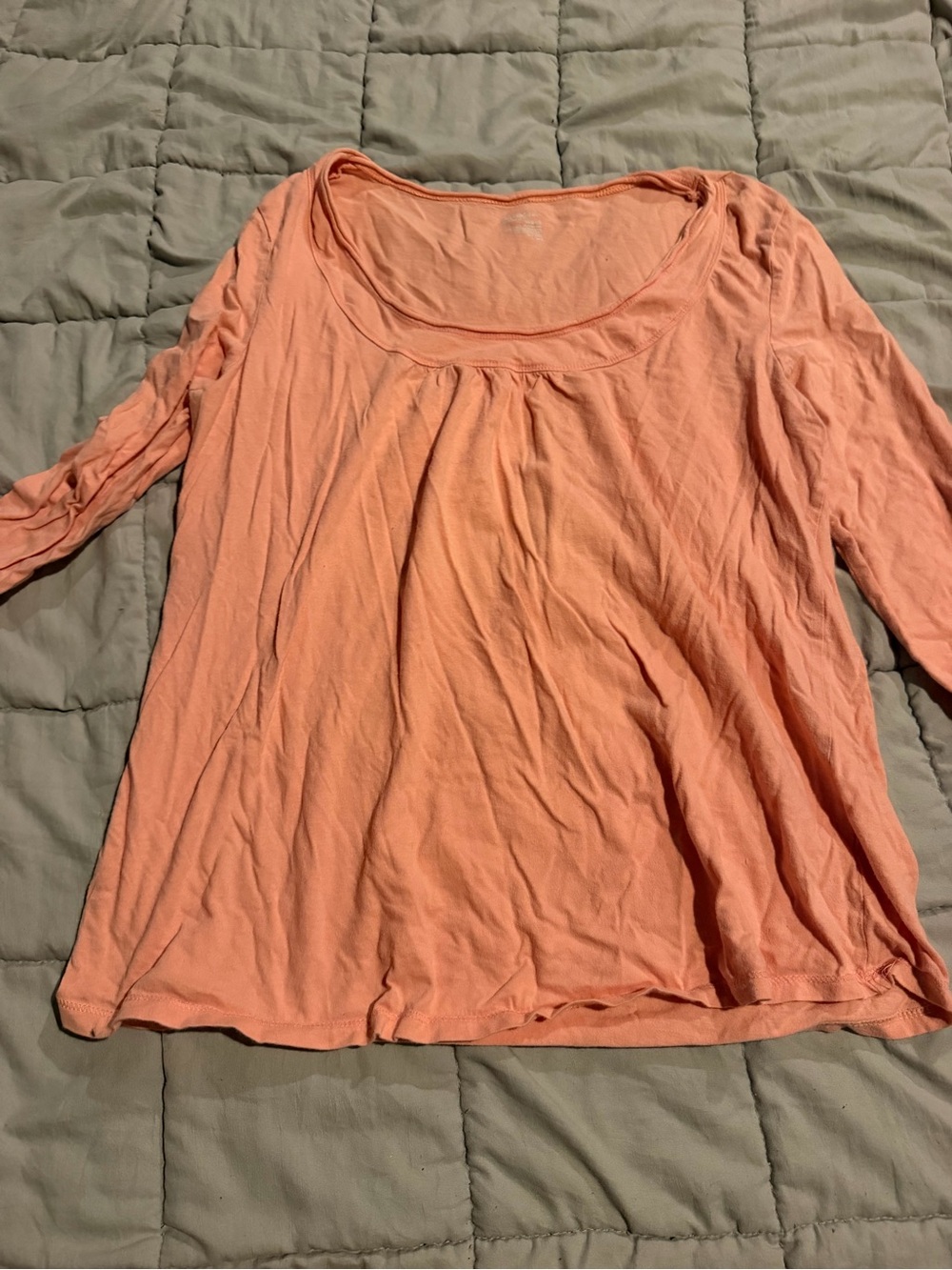 Secret Treasures Peach Scoop Neck Long Sleeve Blouse